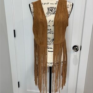 Stetson Brown Faux Suede Western Vest with Fringe